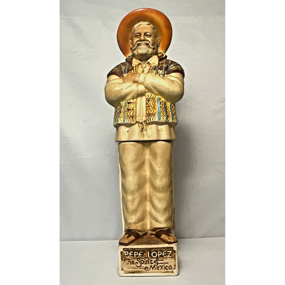 Pepe Lopez Tequila de Oro Figural Bottle Decanter The Spirit of Mexico